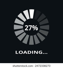Loading circle vector illustration for websites and graphic resources. Loading 27%.