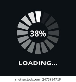 Loading circle vector illustration for websites and graphic resources. Loading 38%.