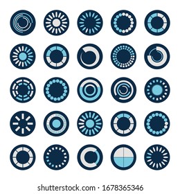 cargar círculos estilo de bloque diseño conjunto de iconos, interfaz de carga de progreso descargar sitio web digital de Internet y descargar tema Vector ilustración