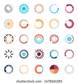 loading circles flat style icon set design, Progress upload interface download website internet digital and downloading theme Vector illustration