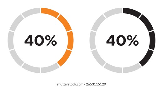 Loading circles and progress circles from 0 to 100 percent. loading bar circle. solid and line icon set. vector illustration. eps file.