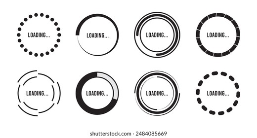 Kreis werden geladen. Symbol "Vektorgrafik laden. Fortschritt oder Vektorsymbole der Status-Leiste werden geladen. Daten-Hochladen, Vektorillustration des Prozentdiagramms des Ladegeräts.