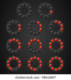 Loading circles set with red units