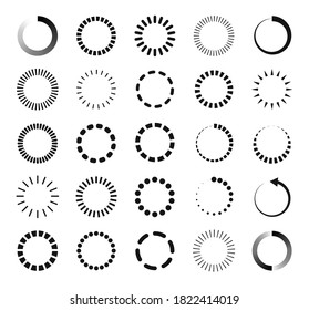 Loading circles. User interface design objects buffering process upload percent elements progress bar vector web internet icon