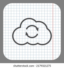 Loading, cloud simple icon vector. Flat design. On graph paper. Grey background.ai