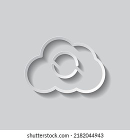 Loading, cloud simple icon vector. Flat design. Paper style with shadow. Gray background.ai