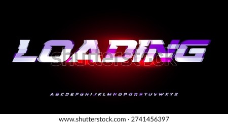 Loading Computer Font Logo Alphabet Bold Italic Red Button, Glitch Load Letter Sign, Download Symbol. Speed Digital Loader Typographic Design. Upload Interface Status Button. Vector Illustration
