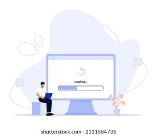 Loading concept illustration. Suitable for landing page, ui, web, App intro card, 
editorial, flyer, and banner.