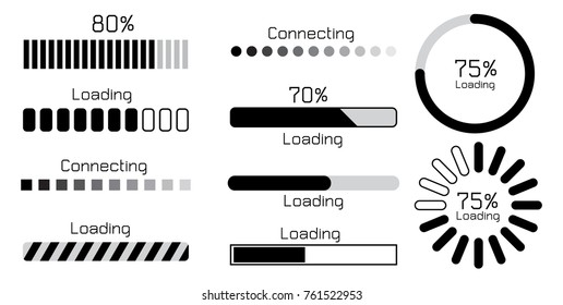 loading and connecting sign icon set