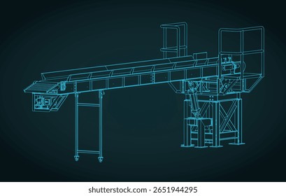 Transportador de carga com ilustração de vetor estilizado de ângulo isométrico ajustável hidraulicamente