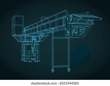 Transportador de carga com ilustração de vetor estilizado angular ajustável hidraulicamente
