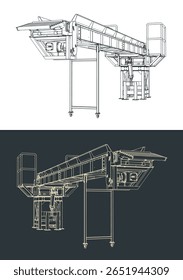 Transportador de carga com ilustrações de vetor estilizado de ângulo ajustável hidraulicamente