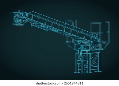 Transportador de carga com ilustração de vetor estilizado de ângulo isométrico ajustável hidraulicamente