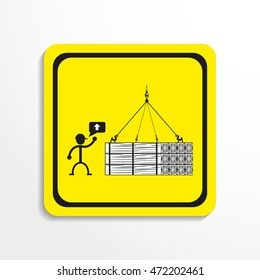 Loading crane building wooden beams. Vector illustration.