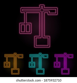 loading crane color neon set. Simple thin line, outline vector of web icons for ui and ux, website or mobile application