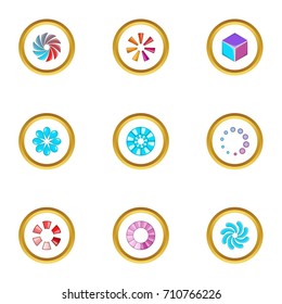 Loading cursor icons set. Cartoon set of 9 loading cursor vector icons for web isolated on white background