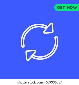 Loading Cycle Vector Icon, The symbol of two circled arrows on blue background. Simple, modern flat vector illustration for mobile app, website or desktop app   