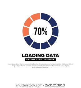 Loading Data Icon. Circular Chart Showing percentage Progress. Ideal for UI Elements. Editable Icon.