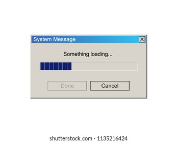 Loading Data Window Progress Bar. Classic Operating System User Interface Element. Vector Illustration.