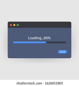Loading data window with progress bar.