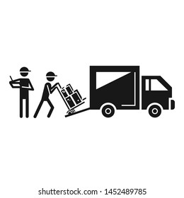 Loading Delivery Truck Icon. Simple Illustration Of Loading Delivery Truck Vector Icon For Web Design Isolated On White Background