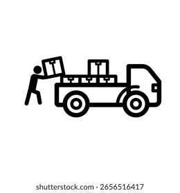 Cargando camión de entrega - manejo de paquetes - icono de Vector