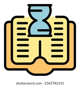 Loading digital book icon outline vector. Social lecture. Exam student color flat
