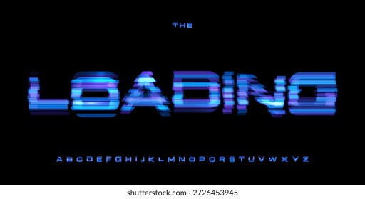Carga Digital Noice Font Logo Alfabeto Carga de Vector Cartas Glitch Set Tipografía moderna, App de software Diseño tipográfico para Botón de juego, Game UI Headline, Fuentes de visualización. Tipografía de Vector