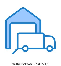 Loading Dock Icon With Blue Color For Production Management