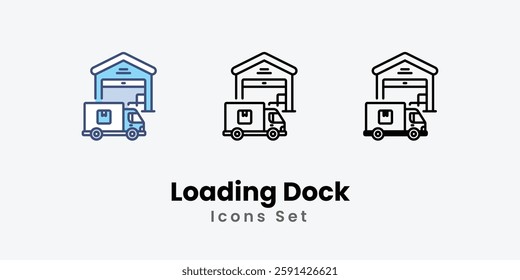 Loading Dock icons vector set stock illustration.