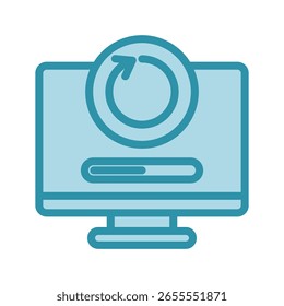 Carregando cor azul de tom duplo, mini ícone de ilustração. use para conceito moderno, impressão, UI, kit UX, web e desenvolvimento de aplicativos. Vetor relacionado ao trabalho remoto, trabalho em casa.