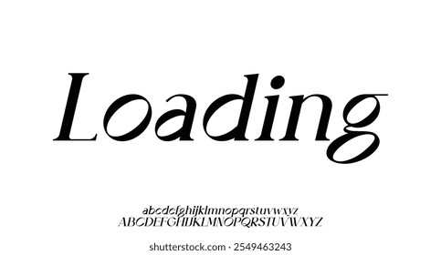 Carregamento, letra elegante alfabeto maiúscula maiúscula e número. Clássico lettering mínimos designs de moda. Tipografia moderna serif fontes decorativo regular vintage conceito. Ilustração vetorial