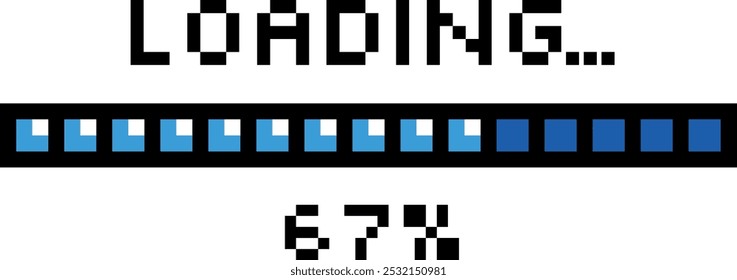 Loading element. Progress bar in pixel game style