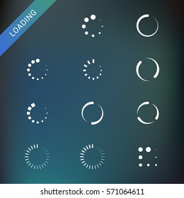 Loading flat vector icon set. Waiting symbol. Preloader sign.
