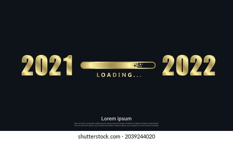 Loading Happy New 2022 Year. Holiday vector illustration of Golden numbers 2022 background.