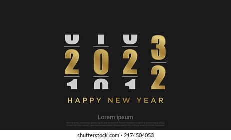 Loading Happy New 2023 Year. Holiday vector illustration on black background.