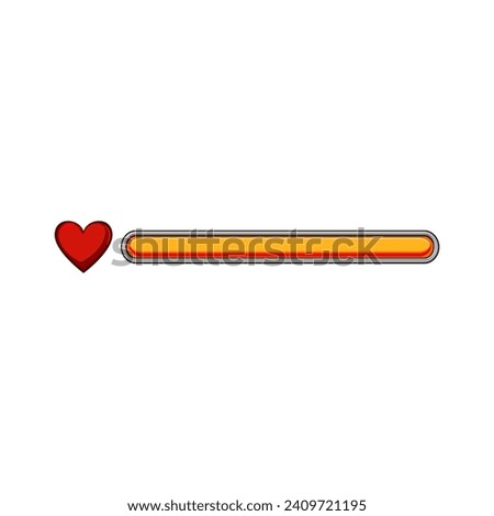 loading health bar cartoon. hemeter 8bit, load arcade, progress videogame loading health bar sign. isolated symbol vector illustration