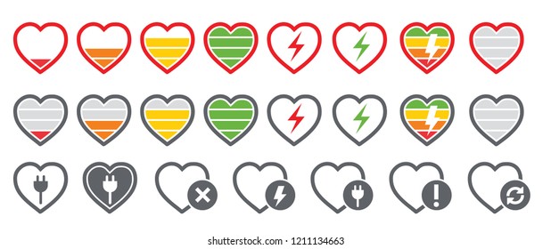 Loading heart AID icon. Vector heartbeat pictogram. Set of icon in heart shape symbol Safety First. Valentine love power Health care Medical logo copd Nations,  International Day Persons Disabilities
