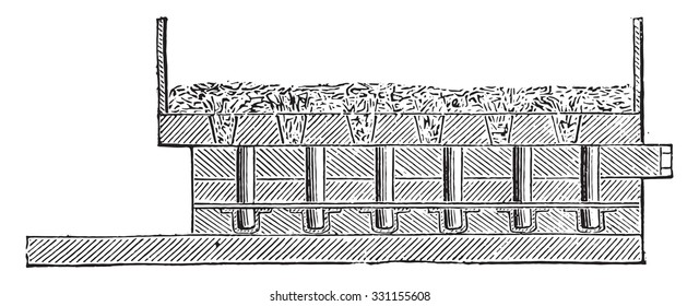 Loading hopper, vintage engraved illustration. Industrial encyclopedia E.-O. Lami - 1875.