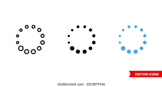 Loading icon icon of 3 types: color, black and white, outline. Isolated vector sign symbol.