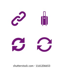 loading icon. 4 loading set with suitcase with wheels, chain and load vector icons for web and mobile app