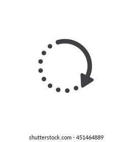 loading icon or button in flat style with long shadow, isolated vector illustration on transparent background