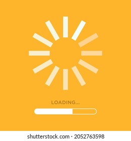 Loading icon. Circle made of lines on yellow background. Load bar icon. Buffering loader. Download or Upload. Vector illustration