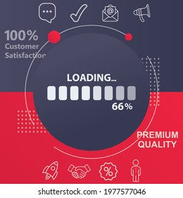 loading icon. Customize your design with a navy and red colored background template