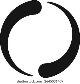 Ícone de carregamento com duas linhas pretas girando para criar um círculo incompleto, representando um processo contínuo, o progresso e o conceito de espera em um design minimalista