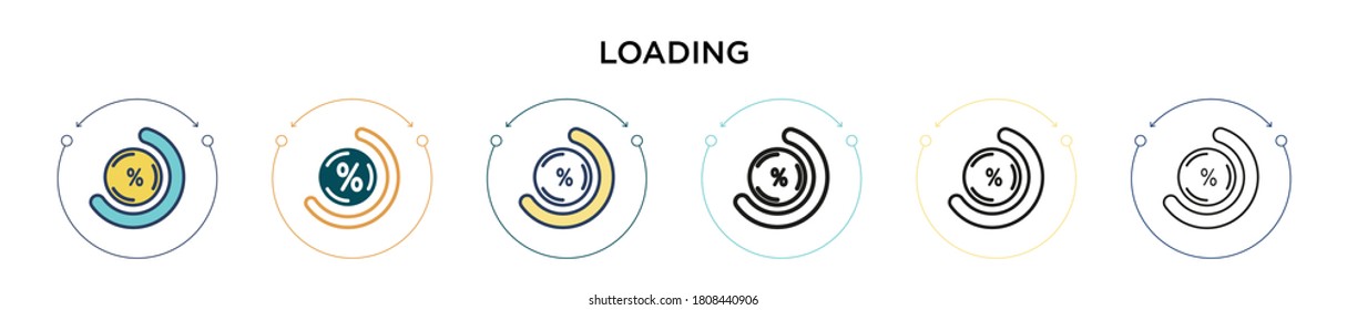 Loading icon in filled, thin line, outline and stroke style. Vector illustration of two colored and black loading vector icons designs can be used for mobile, ui, web