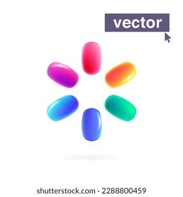 Loading icon infographic element.Rainbow-colored logo. Multicolor gradient icon. 3D render style glossy colorful emblem. Perfect for creative cute app, modern nightlife design, vibrant blockchain adv.