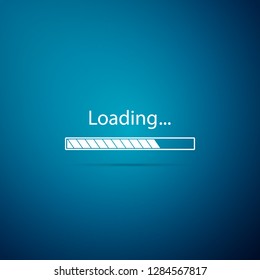 Loading icon isolated on blue background. Progress bar icon. Flat design. Vector Illustration