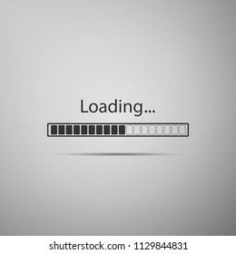 Loading icon isolated on grey background. Progress bar icon. Flat design. Vector Illustration