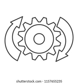 Loading icon outline.Refresh operation.Flat line art vector.Download sign.Shooters and gear.Isolated on white background.